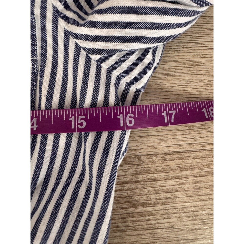 Eliza J Blue White Striped Shirt Dress 100% Cotton Button Front Size 4 Pockets - Picture 8 of 12